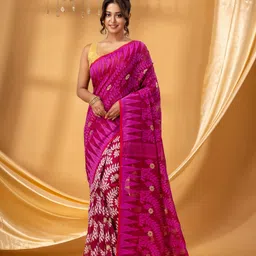 DESH BIDESH Floral Woven Design Pure Cotton Jamdani Saree-image-68