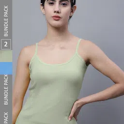 FBAR Pack Of 2 Non Padded Bio-Wash Pure Cotton Camisoles-picture-24