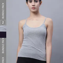 FBAR Pack Of 2 Pure Cotton Rib U-Neck Bio Wash Camisoles-image-53