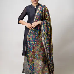 Unnati Silks Ethnic Motifs Printed Cotton Silk Kalamkari Dupatta-picture-10