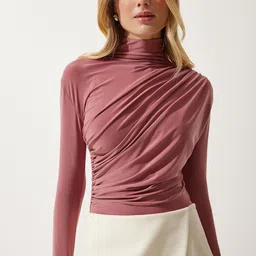 Happiness istanbul High Neck Full Sleeves Solid Top-image-48