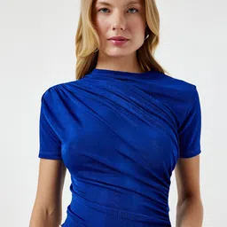 Happiness istanbul High Neck Gathered Detailed Regular Fitted Top-image-69