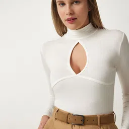 Happiness istanbul High Neck Cut Out Fitted Top-image-53