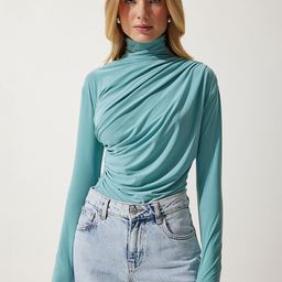Happiness istanbul Solid Gathered High Neck Top-picture-30