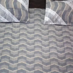 RIDHAAN Grey & Cream Geometric 300 TC Cotton King Bedsheet with 2 Pillow Covers-picture-28