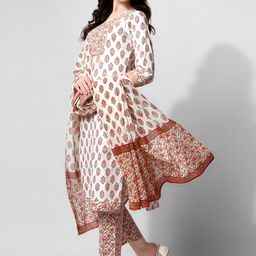 MIRCHI FASHION Floral Printed Gotta Patti Pure Cotton Kurta with Trousers & Dupatta-picture-42
