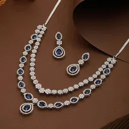 Saraf RS Jewellery Women Silver-Plated AD-Studded Necklace and Earrings-picture-43
