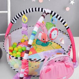 baby moo Baby Pink Moo Hippo Infant Play Mat Activity Gym With Hanging Toys And Balls-picture-17