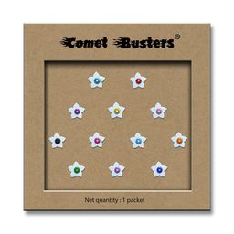 Comet Busters White Embellished Star Shaped Reusable Designer Stickers - 12 Pcs-picture-26