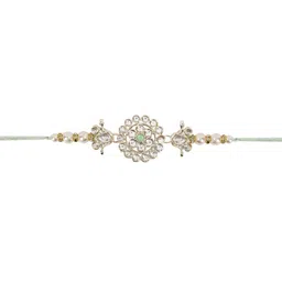 I Jewels Kundan Pearl-Beaded Bhaiya Rakhi With Roli Chawal & Rakshabandhan Card-picture-57