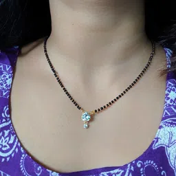 Digital Dress Room Gold-Plated White & Black Stone-Studded & Beaded Mangalsutra-picture-10