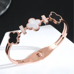 Designs & You Mother of Pearl Rose Gold-Plated Bangle-Style Bracelet-picture-14