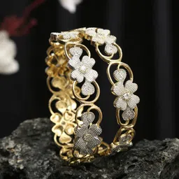 YouBella Set Of 2 Gold Plated Gold Stone Studded Bangle Set image 1