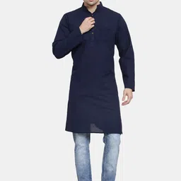 Enchanted Drapes Band Collar Pure Cotton Straight Kurta-picture-20