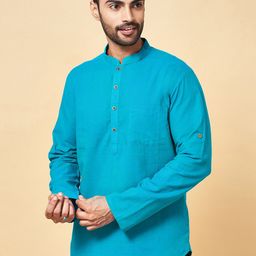 indus route by Pantaloons Mandarin Collar Cotton Pathani Kurta-picture-4