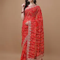 Mitera Red Bandhani Printed Poly Georgette Bandhani Saree-picture-29
