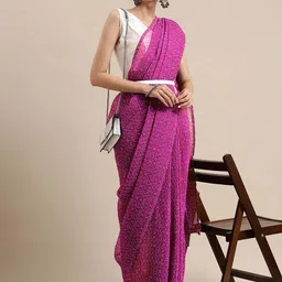 KALINI Pink Bandhani Pure Georgette Bandhani Saree-image-34