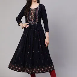 KALINI Ethnic Motifs Printed Sequinned Anarkali Kurta-picture-19