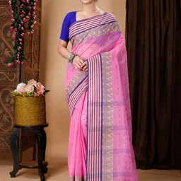 Ruuprekha Woven Design Zari Pure Cotton Taant Saree-picture-15