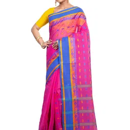 PuJoy Ethnic Motifs Woven Design Pure Cotton Taant Saree-picture-38