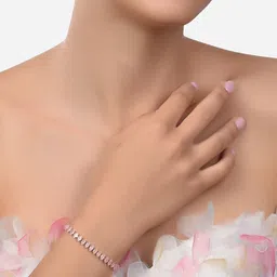 AMI Women Pink & White Brass Cubic Zirconia Rose Gold-Plated Wraparound Bracelet-image-96
