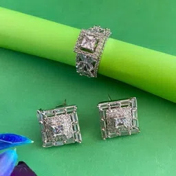 ATIBELLE Silver-Plated Cubic Zirconia Studded Jewellery Set-picture-27