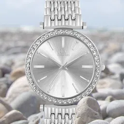 IIK COLLECTION Round Studded Dial Stainless Steel Bracelet Chain Strap Analogue Watch-picture-20
