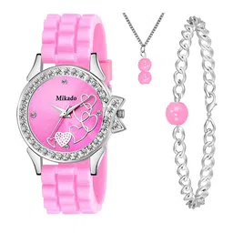 Mikado Women Pink Brass Embellished Dial & Pink Wrap Around Straps Analogue Watch Pink_Famous-image-23