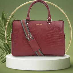 OLIVE MIST Unisex Textured Leather Laptop Bag image 1