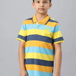 Beverly Hills Polo Club Boys Striped Polo Collar Pure Cotton T-shirt-picture-11