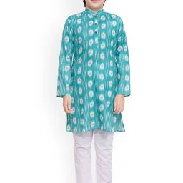 Jeetethnics Boys Turquoise Blue Printed Regular Kurta with Pyjamas-picture-27
