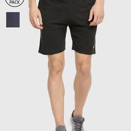 ARDEUR Men Pack Of 2 Black & Grey Solid Regular Shorts-picture-35