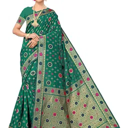 MANVAA Ethnic Woven Design Zari Kanjeevaram Saree-image-9