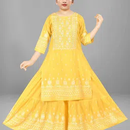 BAESD Girls Floral Embroidered Regular Thread Work Kurta with Sharara-picture-33