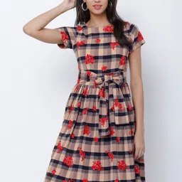 Tokyo Talkies Women Black Printed Fit and Flare Dress-picture-29