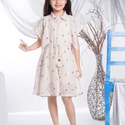 Peppermint Girls Floral Printed Flared Sleeves Fit & Flare Dress-image-54