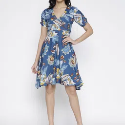 La Intimo Floral Print Crepe Fit & Flare Dress-picture-10