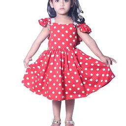 BAESD Girls Polka Dots Printed Square Neck Cap Sleeves Flared Fit & Flare Dress-picture-28
