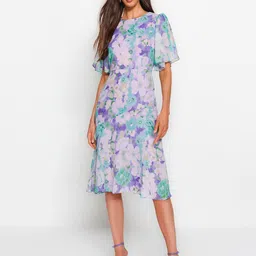 Trendyol Floral Printed Flared Sleeve Fit & Flare Midi Dress-picture-33