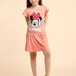 YK Girls Minnie Mouse Printed Cap Sleeve Cotton Drop Waist Dress-picture-17