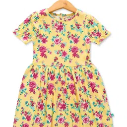 JusCubs Girls Round Neck Floral Printed Cotton Fit & Flare Dress-picture-16