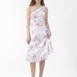 RAREISM One Shoulder Floral Printed Cotton Fit & Flare Dress-picture-18