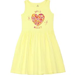 Wear Your Mind Girls Round Neck Typography Printed Pure Cotton A-Line Dress-picture-56
