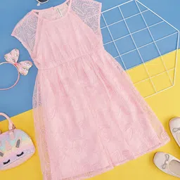 Pantaloons Junior Girls Self Design Round Neck Fit & Flare Dress-picture-38