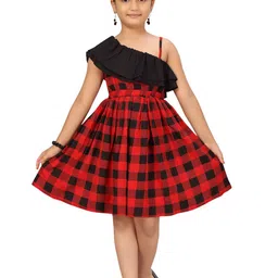 BAESD Girls Checked Cotton Fit & Flare Dress-picture-45