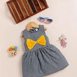 Moms Love Polka Dot Checked Round Neck Sleeveless Cotton Fit & Flare Dress-image-10