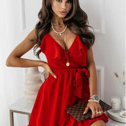 StyleCast x Revolte Shoulder Straps Sleeveless Ruffled Fit & Flare Dress-picture-32