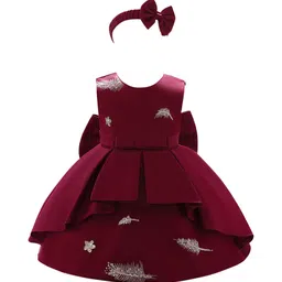 StyleCast Maroon Embellished Fit & Flare Party Dress-picture-21