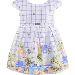 Wish Karo Purple Floral Print Satin Fit & Flare Dress-image-74