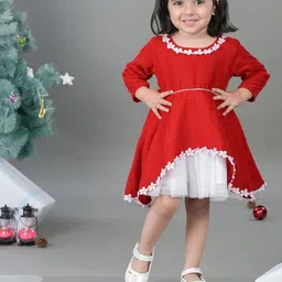 BAESD Girls Lace Inserts Pure Velvet Fit & Flare Dress-picture-27